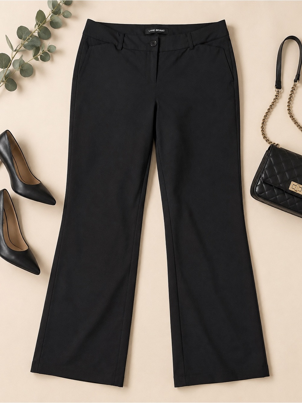 Lane Bryant Black Wide Leg Stretch Pants